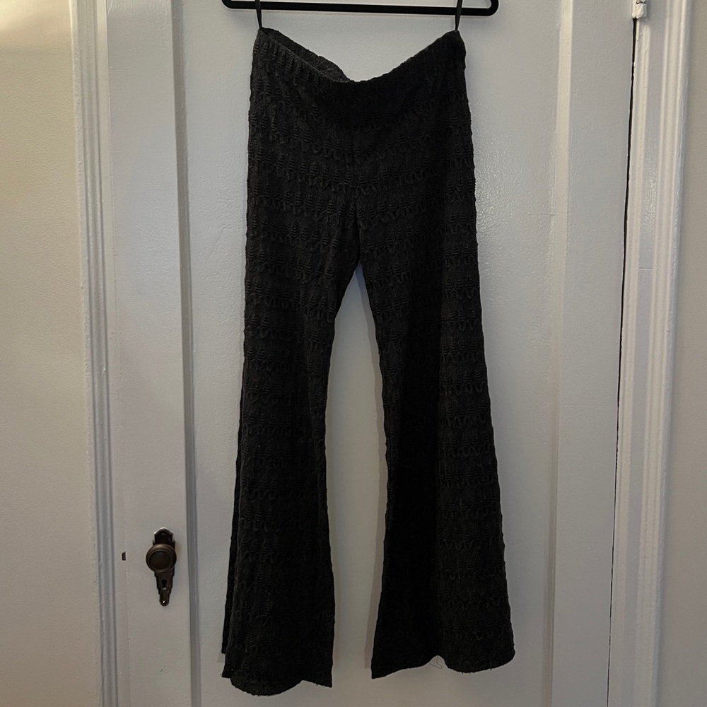 Free People Gray Knit Flare Pants - Size 6
